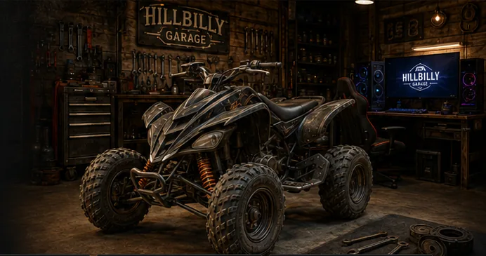 Dixieland Hillbilly Garage mit Quad und Werkstatt