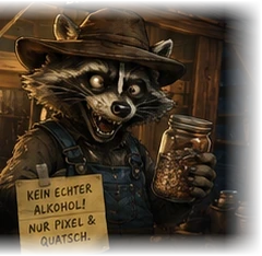 Hillbilly Waschbär mit Mason Jar