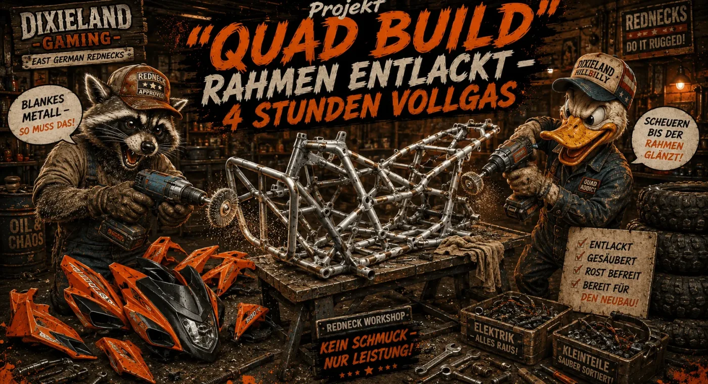 Projekt "QUAD BUILD"  Rahmen entlacken – 4 Stunden Vollgas!